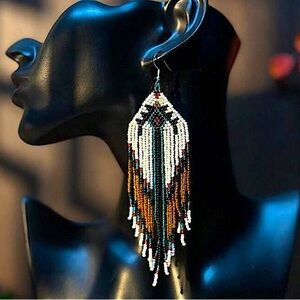 Bohemian Style Tassel Earrings with Glass Beads Dangle Earrings Vibrant